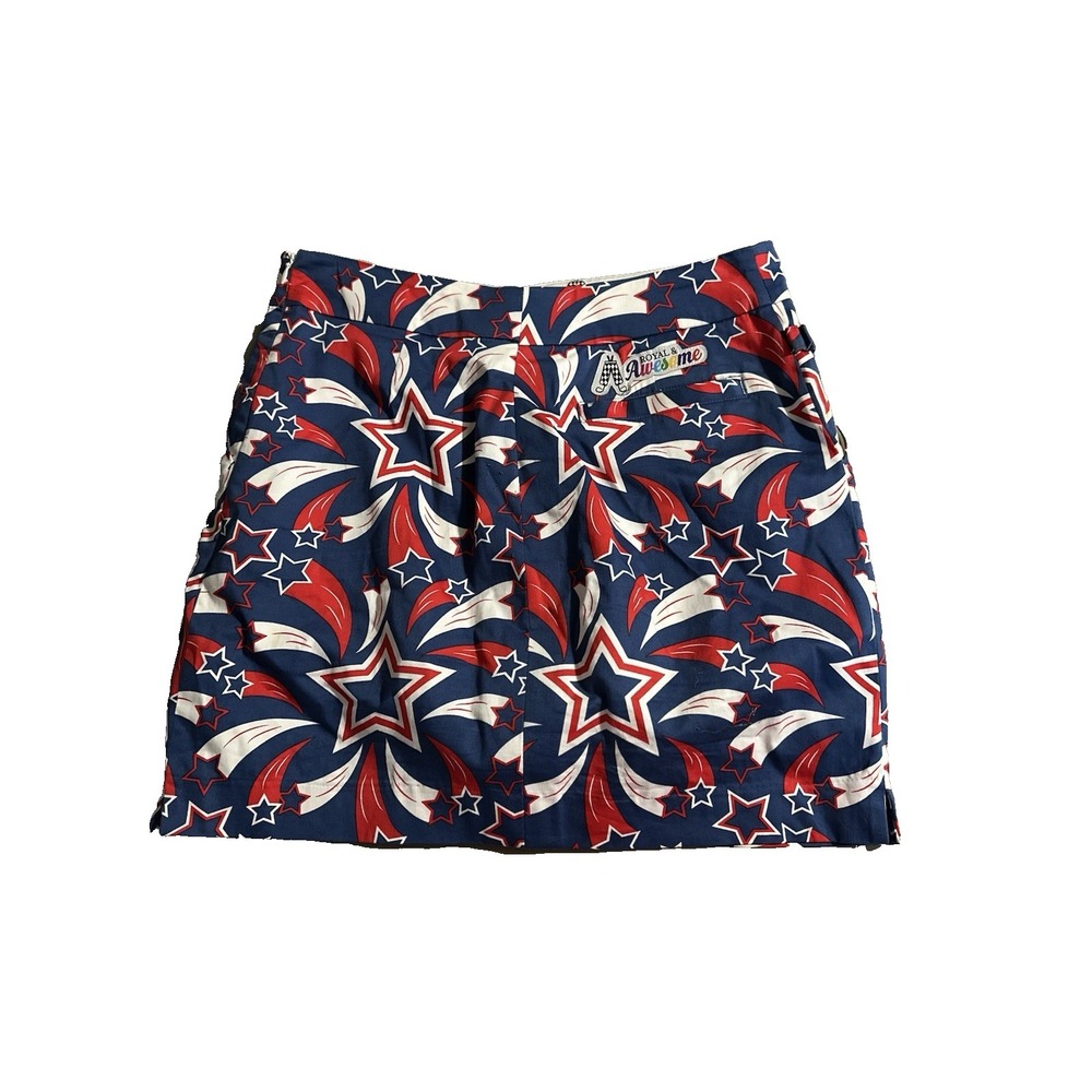 Royal And Awesome Women's Size 10 Fireworks and Stars Golf Skort